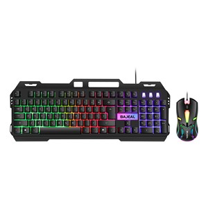 Panel de Metal ergonómico con retroiluminación LED, teclado y ratón para videojuegos con cable, Combo de teclado y ratón 2 en 1, venta al por mayor - Product Image 1