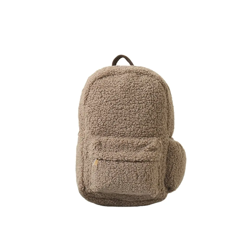 بيع المصنع مباشرة تيدي حقيبة ظهر قطيفة من الكشميرية بمقبض ناعم حقيبة مدرسية لطيفة مخصصة حقيبة ظهر قطيفة للأطفال