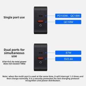 Small Size Pd100W Standard Smart <strong>Charger</strong> Gallium Nitride C+A Dual Port Full Multi-Protocol Super Fast Charging Electric - Product Image 4