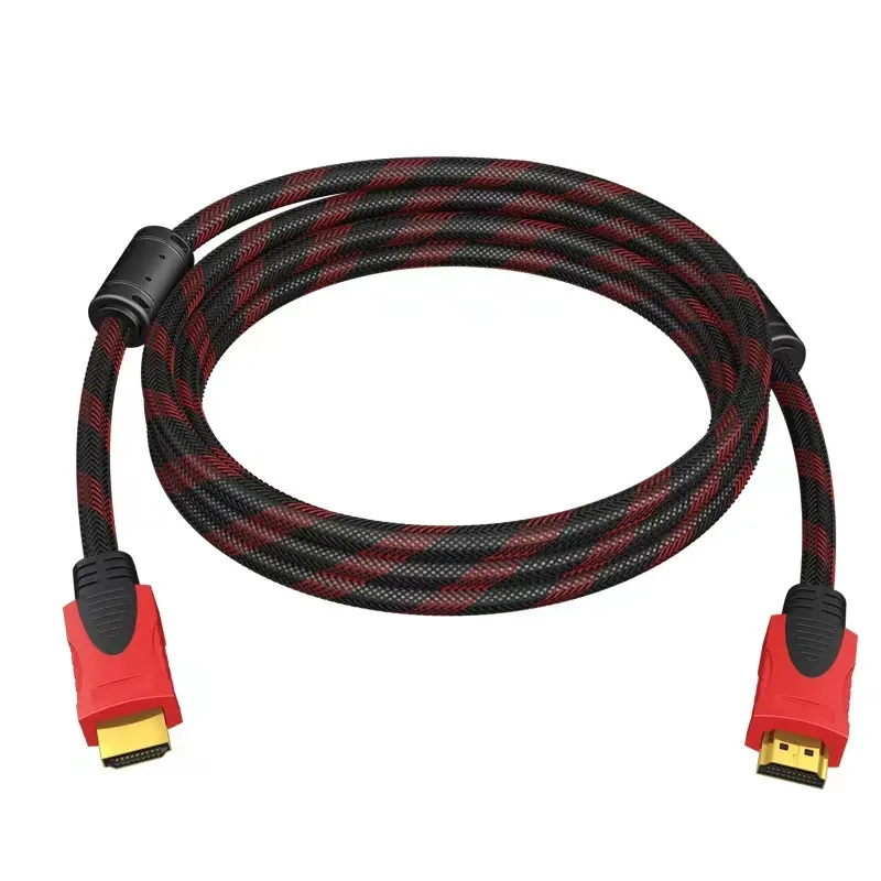 Chapado en oro de 1,4 V 1080P trenza Cable HDMI cables de video hdmi macho 1080P 3D Cable para HDTV 0,5 m 1m 1,5 m 2m 3m 5m 10m 12m 15m 20m