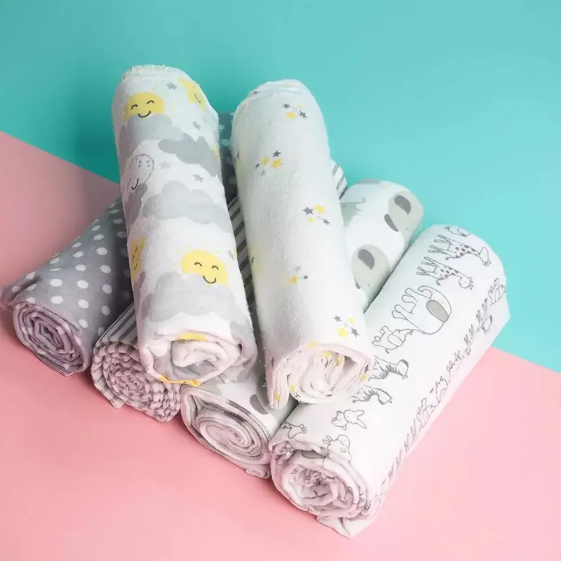 Hot Bán Siêu Mềm Nhận Em Bé Chăn Bán Buôn 4 cái/gói In Bông Flannel Bé Swaddle Chăn