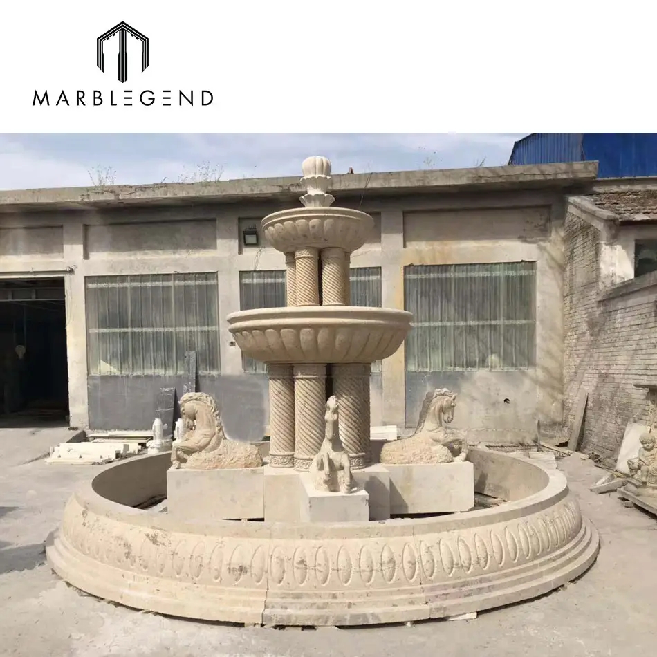 PFM China factory outdoor horse statues marble fountain for villa project design