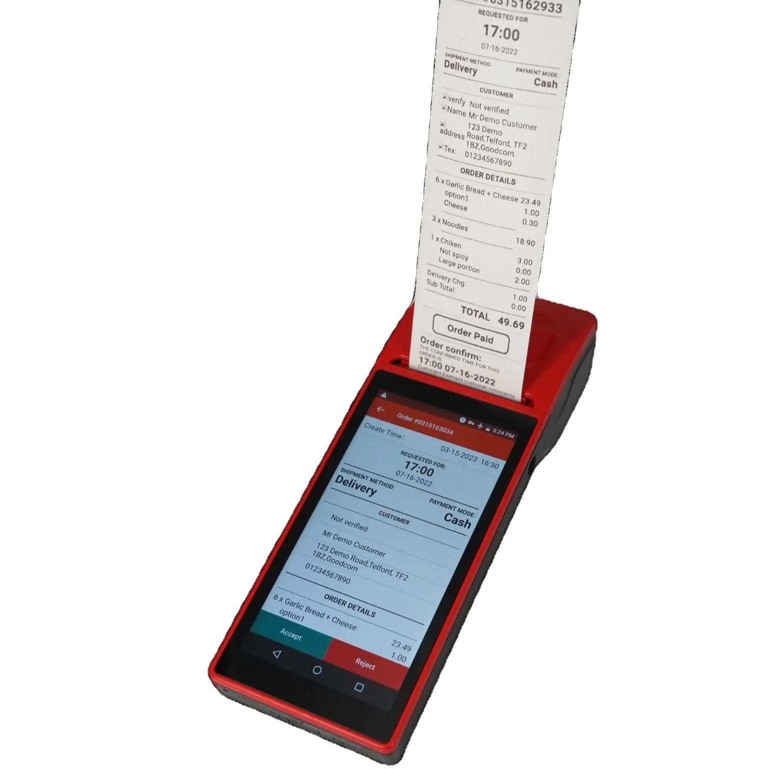 Портативная машина PosTerminal с 58 мм термочеком SMS GPRS принтер для онлайн-заказа продуктов