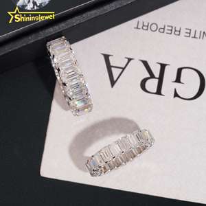 婚礼珠宝VVS Moissanite乐队珠光925纯银5x7 3x5翡翠永恒乐队戒指雕刻服务提供