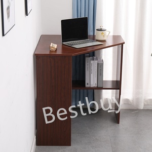 Corner Desk, Triangular <strong>Computer</strong> Workstation Desk with Storage Shelf, Compact Solid Wood Study <strong>Table</strong> for Bedroom Living Room - Product Image 3