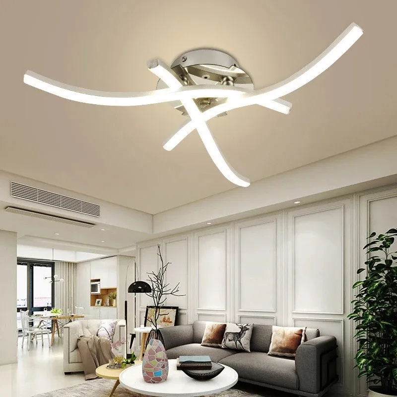 İskandinav LED tavan lambası dalgalı çizgiler avize oturma yemek odası çalışma ev dekor iç mekan aydınlatması fikstür parlaklık