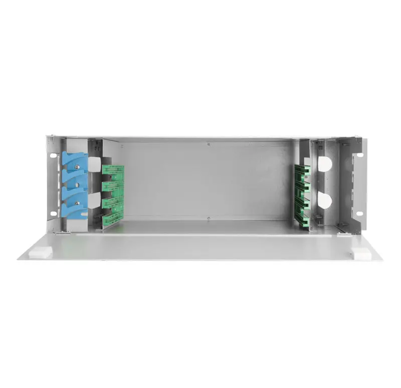 Harga Pabrik Grosir Kotak Serat Optik Logam Karbon 48Core Panel Patch dengan Adaptor Lc Sc Odf