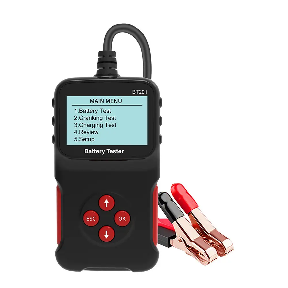 BT201 100-2000 CCA 12V voltmètre de capacité de batterie de voiture numérique compteur de moto testeur de charge de batterie