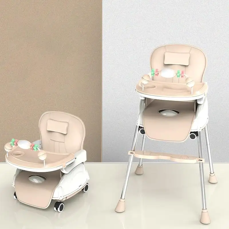 Yeni ürünler su geçirmez besleme kolay temizlenebilir yüksek bebek sandalyesi restoran için 2 in 1 tekerlekler ile çocuk besleme için yüksek sandalye
