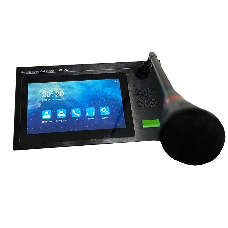 IP PA System 10-inch Touch Screen Visual Intercom Host Speaker with Controller and Paging Mic