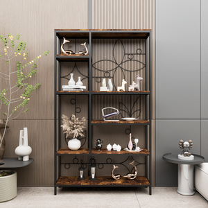 Estantería de madera personalizada, estantería industrial abierta de 6 niveles de altura para el hogar, oficina, sala de estar y dormitorio - Product Image 2