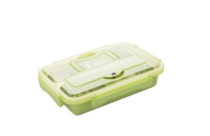 Çok fonksiyonlu paslanmaz çelik okul için sağlık yalıtım çatal ile yemek kabı 4 bölme dikdörtgen Bento gıda depolama - Product Image 4