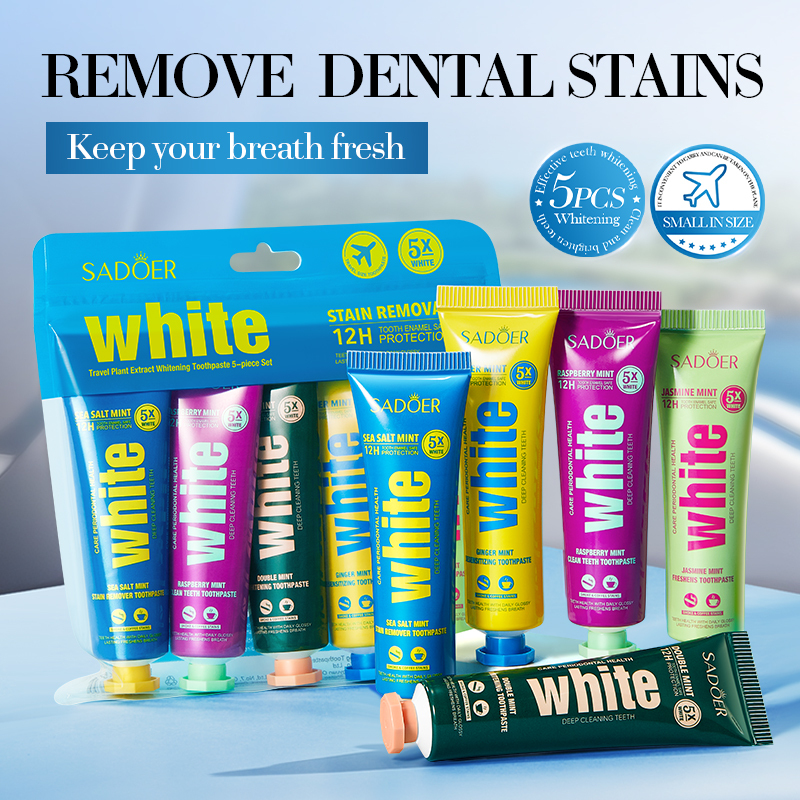 012655 Dentifricio sbiancante Set da viaggio da cinque pezzi