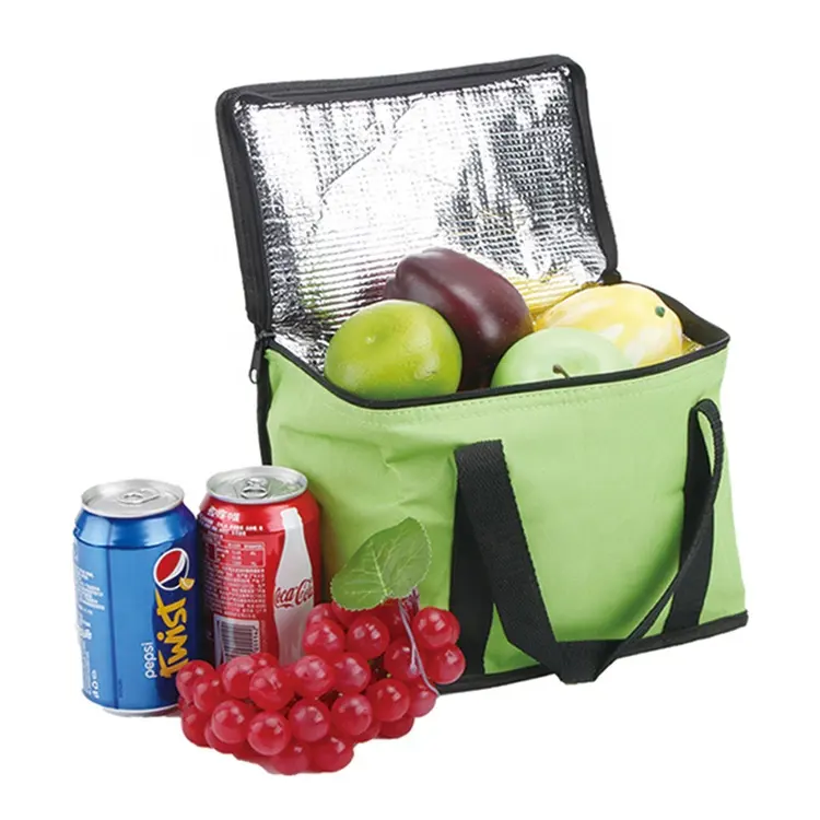 Saco térmico descartável portátil com logotipo personalizado para almoço de supermercado, saco térmico não tecido com isolamento térmico de gelo, 6 latas