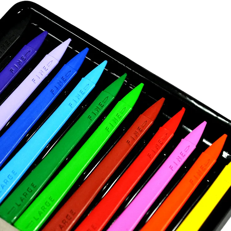 Güneşli 12 renkler çevre dostu uzun çift uçlu tam kullanımı üçgen plastik mum boya renkli kurşun kalem resim sanatı
