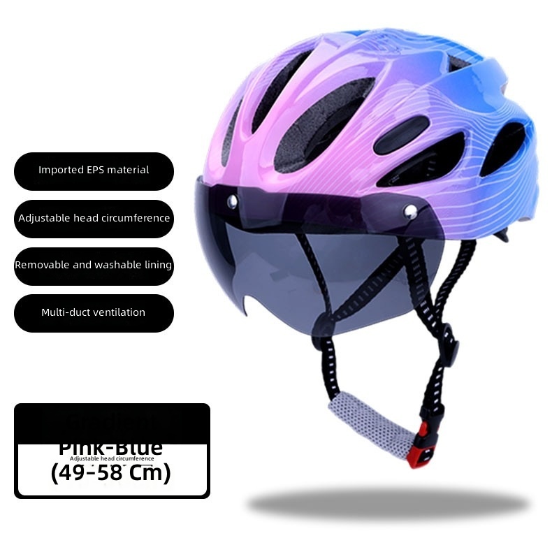 Gradient pink kids helmet-with detachable goggles