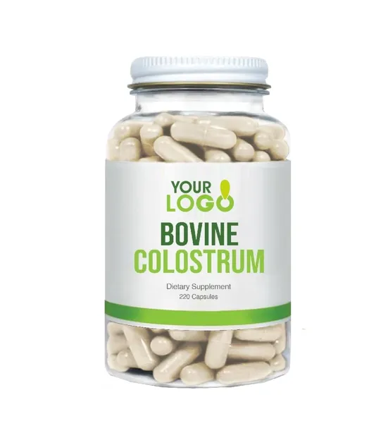 Supplément de colostrum HALAL de marque privée OEM Capsules de colostrum 40% IgG pour l'alimentation de l'herbe