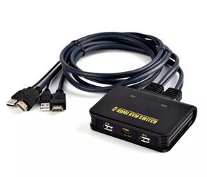 Teclado compatible con HDMI Cable KVM dual Puerto USB Monitor 2 Interruptor conmutador para - Product Image 1
