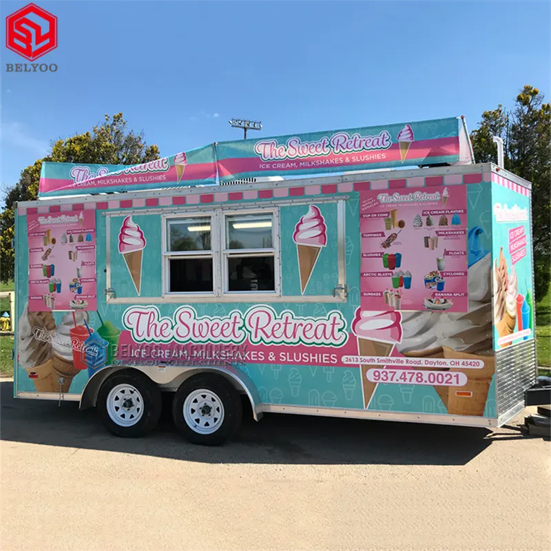 Custom Hot Selling Windows Stainle Mobile Food Carts Food Trucks Price Coffee Ice Cream Truck Food Trailer