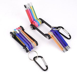 1 mini katlanır renk allen hex torx giyilebilir 9 parça anahtarlık ile anahtar anahtarı seti - Product Image 3