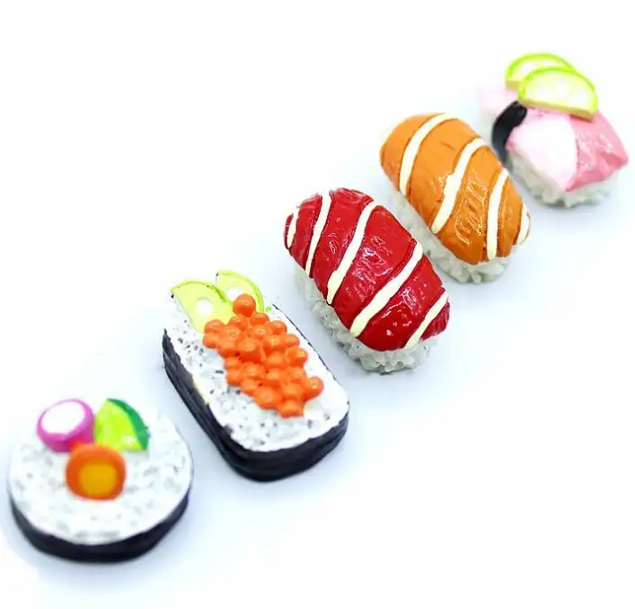 Sushi Popular Modelos Em Miniatura de Resina Figuras 3D Resina Ímãs De Geladeira de Alimentos Para Obra