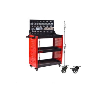 AOCHEN Automotive 3-Tier <strong>Tool</strong> Cart With Full Pegboard Side Hooks Automotive Hanging Trolley - Product Image 5