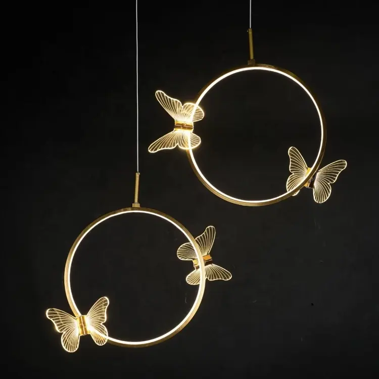 Новейший светодиодный акриловый круг бабочки или подвесной светильник для свадебного украшения, Рождественское украшение, сценический фон