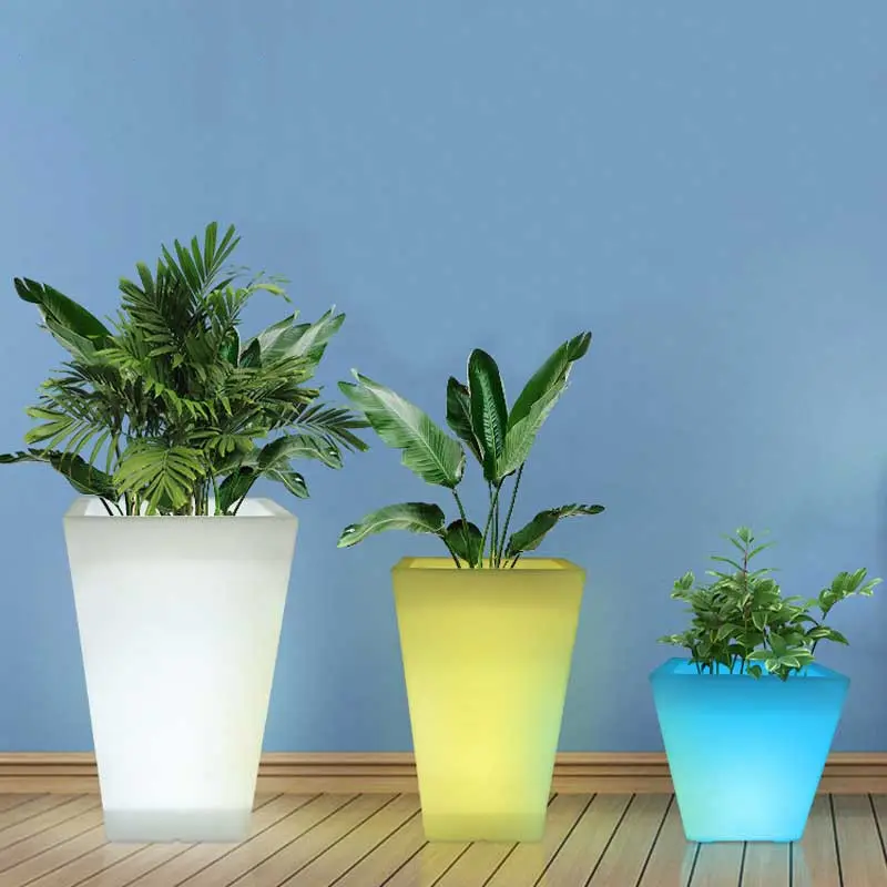 Outdoor impermeável recarregável impermeável LED flower pot Energia Solar LED Flower Pot