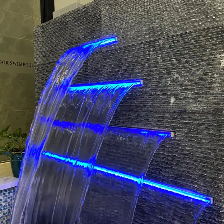 Controle remoto água exterior água cortina piscina cachoeira com luz LED