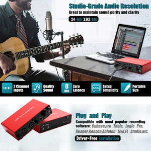 Mezclador de interfaz de audio externo XLR grabación 48V phantom power micrófono estudio tarjeta de sonido USB M interfaz de audio tarjeta de sonido - Product Image 4