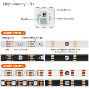 Tecnologia indirizzabile individualmente IP68 stadio di costruzione impermeabile all'aperto 12V RGB digitale Led striscia tipo GS8208 WS2815