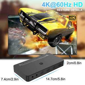 Kvm Switch 5 <strong>Displayport</strong> Ports <strong>Monitors</strong> 2 <strong>Computers</strong> Kvm Extender With 3 Usb Ports, 1 Audio and 1 Microphone - Product Image 6