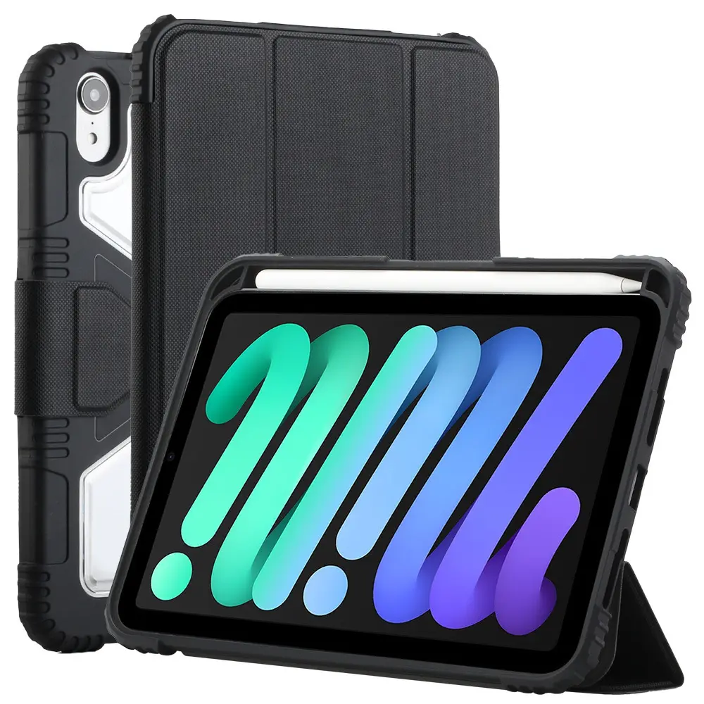 Fabrieksprijs Transparant Doorzichtig Pu Lederen Opvouwbare Standaard Schokbestendige Tablet Hoesjes Voor Ipad Mini 4 5 6 Cover 8.3 Inch