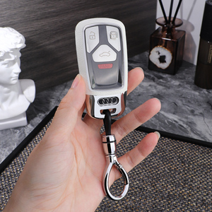 Lüks 3 düğmeli Audi deri anahtarlık kapak çinko alaşım ABS anahtar kabuk için Audi Q7/Q5L/A4L/A5 Fit Model anahtar kapağı kılıfı - Product Image 1