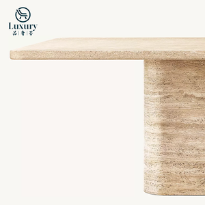 Sang trọng hiện đại hình chữ nhật ngoài trời travertine bàn ăn vườn đá cẩm thạch bàn ăn - Product Image 5