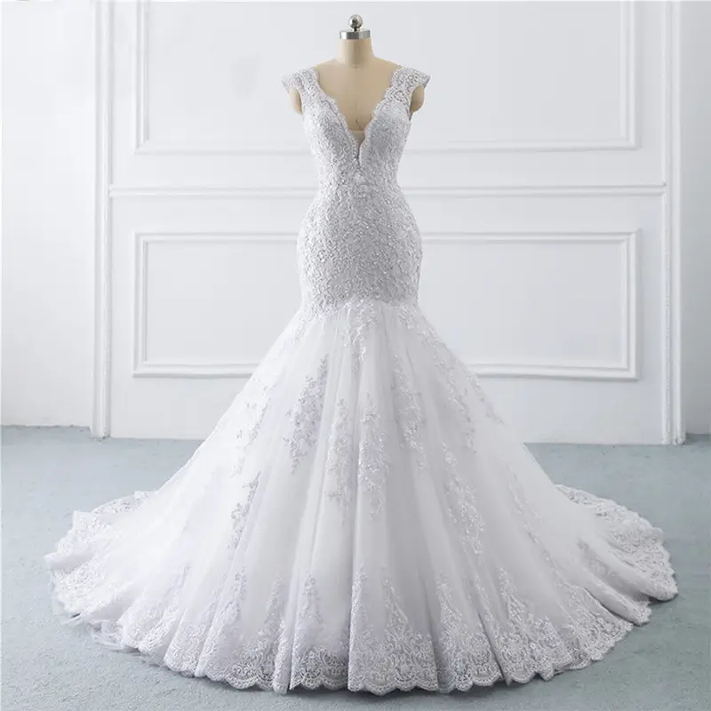 S813 vestido de cauda de peixe de luxo, estilo sen, fino, sereia, retrô, leve, para casamento 2021