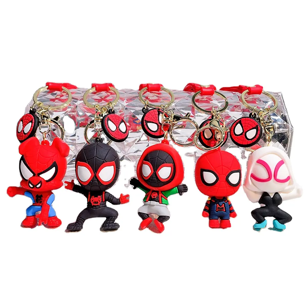 5 stil karikatür Avengerss anahtarlık Spidermans 3D anahtarlık kolye toptan sıcak satış