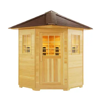 Ao ar livre à prova de intempéries canadense sauna casa 4 pessoa madeira maciça infravermelho distante sala para venda