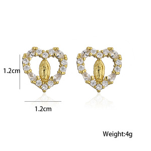 Sparkly Bling Crystal Mary Jewelry Earring <strong>Collection</strong> Zircon <strong>Cz</strong> Diamond Pave Blessed Mother Mary Studs Earrings - Product Image 6
