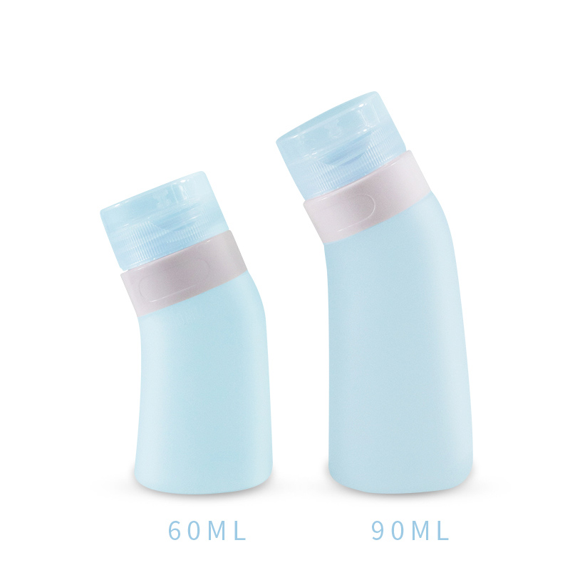 Bouteille rechargeable en silicone bleu