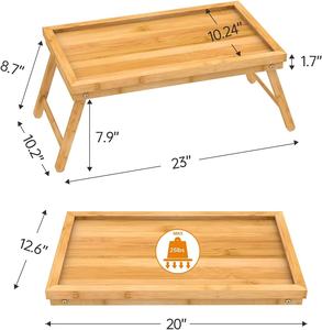 Umweltfreundlicher Verstellbarer Laptop-Tisch Frühstücks- & Snack-Serviertablett Natürlicher Bambus-Betttisch mit Klappbaren Beinen Langlebig Tragbar - Product Image 2