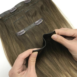 2025人のレミー髪シームレスクリップインヘアエクステンション見えないクリップインヘアエクステンション