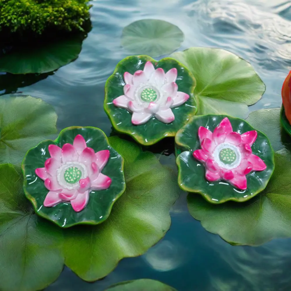 プールまたは湖の環境に優しい水生植物のための樹脂フローティングウォーターフラワー人工庭の池の装飾