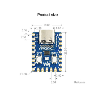 RP2040 RP2040-Zero สำหรับบอร์ดพัฒนา Raspberry Pi ไมโครคอนโทรลเลอร์, บอร์ดคู่คอร์เท็กซ์ M0 + โปรเซสเซอร์2MB แฟลช - Product Image 4