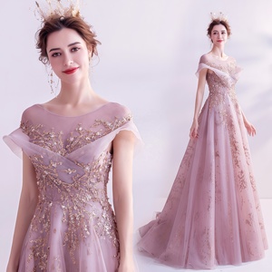 Phụ Nữ Bên Catwalks Hiệu Suất Màu Hồng Thanh Lịch Dài Evening Prom Dresses Cộng Với Kích Thước - Product Image 2