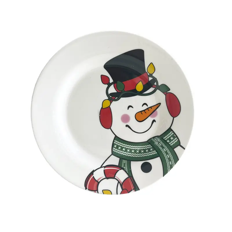 Weihnachts-Themen Restaurant Hotel Feiertag europäisches Steak Nudeln Kuchen einfarbiger Keramik-Teller 8 Zoll