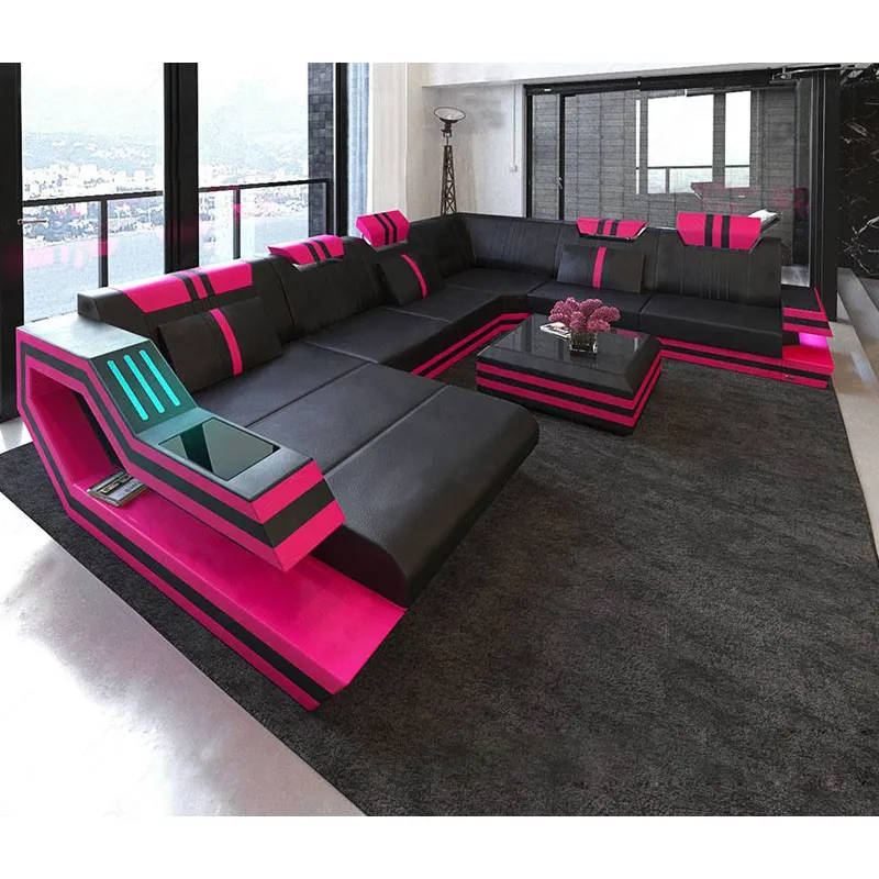 Divano a 8 posti in pelle da soggiorno dal Design elegante contemporaneo Set divano letto ad angolo italiano