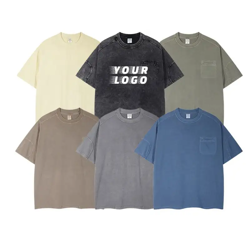SYDZ Make Old Vintage cinturón bolsillos hombres camiseta logotipo personalizado hombres camiseta suelta algodón camiseta para hombres