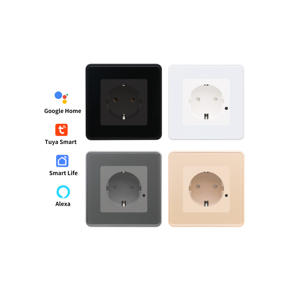 โรงงานสำหรับบ้านอัจฉริยะ Tuya 250V ~ WiFi รีโมทคอนโทรลไร้สายแบบติดผนัง10A ซ็อกเก็ต EU พร้อมเครือข่าย ZigBee ทำจากแก้ว - Product Image 1