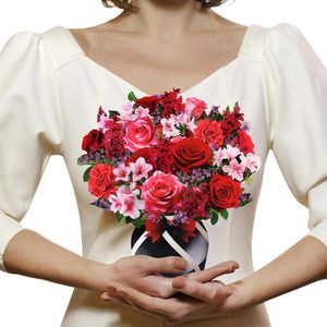 أضواء وموسيقى بطاقات عيد الحب السعيدة إلى الأبد باقة زهور ورد 3D تنبثق بطاقة عيد الحب لها - Product Image 1